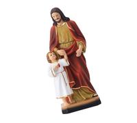 Illkjasfc Sculpture religieuse en résine artisanale Père avec fils Décoration de table pour la maison catholique Cadeau spirituel Multicolore Sculpture religieuse