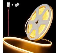 illuburg 24V Ruban LED COB Blanc Chaud 2700K 5m 400LED/m CRI90+ Dimmable Autocollant Bande Striscia Strip Lumineuse