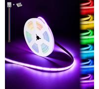 illuburg 24V Ruban LED COB RGB 5m 576LED/m CRI90+ Dimmable Autocollant Multicolore Décoration Bande Striscia Strip Lumineuse