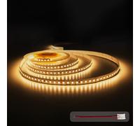 illuburg Ruban LED 24V 5m Blanc Chaud 2700K 128LEDs/m 12W/m 7200lm SMD 2835 Dimmable Auto-adhésif LED Strip Bande Lumineuse Décoration Eclairage