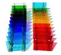 ILLUCKAI Lot de 24 feuilles de verre vitrail transparent de 10,2 x 15,2 cm pour décoration d'intérieur, projets d'art en verre et artisanat mosaïque