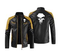 ILLUMAX Blouson Moto Homme Pun.ish-ER, Veste de Baseball l'automne avec Fermeture Zippé, Anorak en Molleton Polaire Chaude avec Multipoches-Black 3||3XL