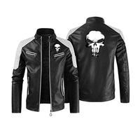 ILLUMAX Blouson Moto Homme Pun.ish-ER, Veste de Baseball l'automne avec Fermeture Zippé, Anorak en Molleton Polaire Chaude avec Multipoches-Black 1||XL