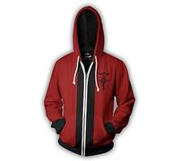 ILLUMAX Fullmet-al Alchemi-St Sweat à Capuche à Fermeture Éclair Intégrale, Cardigan Cosplay 3D Imprimer Hip Hop, Sweatshirt Vêtement Hoodies Chaud avec Poche-Red A||L