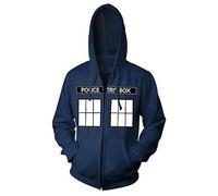 ILLUMAX Sweat a Capuche à Fermeture Éclair Doc.tor Who, Cosplay Costume Blouson Animation avec 3D Imprimé, Automne Hoodie Jacket de Sport Décontracté-Blue A||L