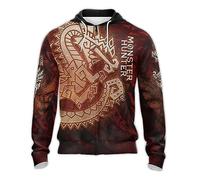 ILLUMAX Sweat a Capuche Homme Zippé Monst-ER Hunt-ER, Veste Manga Anime pour Adulte Enfants, Vêtements Top Tendance Extérieur Automne-Multicolor||XXL