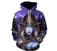 ILLUMAX Sweat à Capuche pour Homme et Femme World of Warcra-ft, Sweatshirt à Capuche à Manches Longues avec Imprimé, Vêtements Chaud Confortable pour Hiver-E||XXL