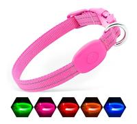 Illumifun Collier lumineux à LED rechargeable par USB, collier de sécurité réglable pour petits chiens et chats (rose, taille XS)