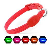Illumifun Collier Lumineux LED pour Chien, Rechargeable par USB, Sangle en Nylon léger, Collier de sécurité Lumineux pour Vos Petits Chiens et Chats (Rouge, Taille XS)