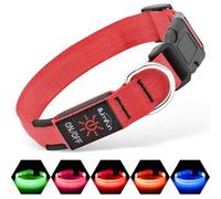 Illumifun Collier lumineux pour chiens, collier LED rechargeable pour chien, collier de sécurité réglable pour promenade de nuit (rouge, taille L)