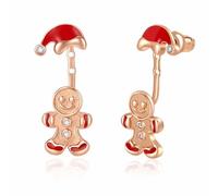 ILLUMIN Boucles d'oreilles en forme de bonhomme en pain d'épices plaqué or rose 18 carats et argent sterling et oxyde de zirconium