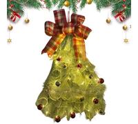 Illuminated Christmas Pine Swag - Realistic LED String Garland with Bow, Festive Decoration, Outdoor Mantel Porch Centerpiece Farmhouse Fireplace Door Cabinet, Pine Garland Festive Bow, Multi Color