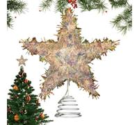 Illuminated Pointed Star Finial - Seasonal Tree Decoration, LED Lighted Ornamentation with Internal Housing, Decorative Projector Accessory with Glitter Finish, Holiday Lighting Item