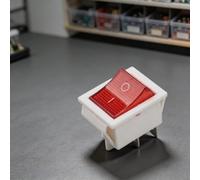 Illuminated Rocker Switch 20A 125V Red ON-OFF DPST | DPST 4-pin design, 16A 240V rating, red LED indicator, plastic shell, 10k cycle life