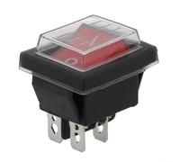 Illuminated Rocker Switch 250V 20A with Cover | Red light indicator, low visibility operation, 250V 20A rating, 4-pin design, on/ control