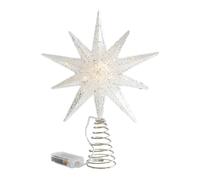 Illuminated Star Topper - Festive Tree Ornament | Metal Frame with LED Lights, Holographic Shine Accent, Indoor Decoration for Home Workplace Bar Shop Bedroom Christmas Decor