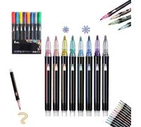 Illuminateupon Marker Pen for Highlight - Illuminateupon Magische Stifte,Double Line Outline Pens,Markers Metallic Markers Pens for Highlight,Double Line Super Squiggles Metallic Glitter Pen (A)