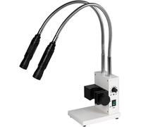 Illuminateur de microscope à fibre optique LED, source lumineuse LED à double col de cygne de 20 W, luminosité/taille d'ouverture réglables, éclairage stable sans ombre for microscopes stéréo zoom e