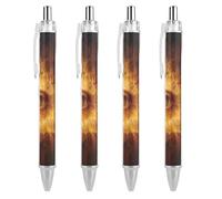 Illuminati Lot de 4 stylos à bille rétractables avec flammes brûlantes pour le bureau Pointe moyenne 0,5 mm