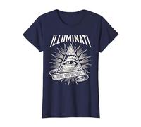 Illuminati New World Order Design, Œil de Providence T-Shirt, Femme, Bleu Marine, L