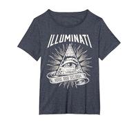 Illuminati New World Order Design, Œil de Providence T-Shirt, Femme Grandes Tailles, Bleu Chiné, 5X