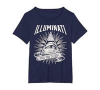 Illuminati New World Order Design, Œil de Providence T-Shirt, Femme Grandes Tailles, Bleu Marine, 1X