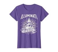 Illuminati New World Order Design, Œil de Providence T-Shirt, Femme, Violet Chiné, XS