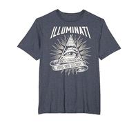 Illuminati New World Order Design, Œil de Providence T-Shirt, Homme Grandes Tailles, Bleu Chiné, 2X Tall