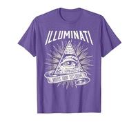 Illuminati New World Order Design, Œil de Providence T-Shirt, Homme, Violet Chiné, M
