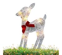 Illuminez Les Rennes De Noël - Présentoir Extérieur En Forme D'orignal | Sculpture De Jardin De Noël Illuminée | Ornement De Renne LED Avec Nœud De Cloche | Décor De Lumières De Cour De Cerf Pour Un A