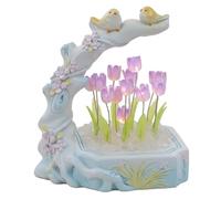 Illuminez les tulipes - Kit de lampe à monter soi-même, veilleuse en forme de fleur avec oiseau et branche, lampe table LED pour décoration chambre, prête avec boîte et sac, tulipes violettes