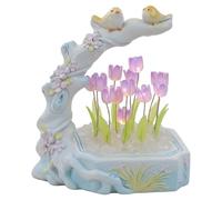 Illuminez les tulipes - Kit de lampe à monter soi-même, veilleuse en forme de fleur avec oiseau et branche, lampe table LED pour décoration chambre, prête avec boîte et sac, violet