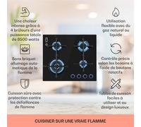 Illuminosa 4 table de cuisson à gaz 4 brûleurs Sabaf vitrocéramique