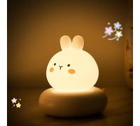 ILLUMYN Veilleuse pour enfants, jolie lumière douce pour protéger les yeux, lampe de nuit en forme de lapin avec minuterie de 30 minutes, veilleuse rechargeable pour enfants, femmes, filles