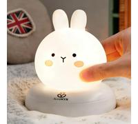 ILLUMYN Veilleuse pour enfants, veilleuse en forme de lapin, veilleuse pour tout-petit, rechargeable et à intensité variable avec fonction minuteur de 30 minutes, matériau en silicone sûr pour que les