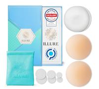 ILLURE® Cache Teton - Cache-tétons [1 Paire] pour Femmes avec Protection des mamelons - Cache tétons réutilisables & lavables - Cache Teton Invisible en Silicone de Haute qualité [8 cm Ø]