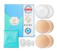 ILLURE® Cache Teton - Cache-tétons pour Femmes avec Protection des mamelons - Cache tétons réutilisables & lavables - Cache Teton Invisible en Silicone de Haute qualité [8 cm Ø]