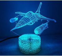 Illusion 3D Avion LED Lampe Art Déco Lampe Lumières LED Décoration Lampes Touch Control 7 Couleurs Change Veilleuse USB Powered Enfants Cadeau Anniversaire Noël Cadeaux