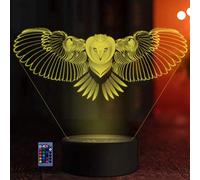 Illusion 3D Hibou LED Lampe Art Déco Lampe LED 3D Lampe Contrôle à distance 7/16 Couleurs Change Veilleuse USB Powered Enfants Cadeau Anniversaire Noël Cadeau