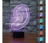 Illusion 3D Oreille LED Lampe Art Déco Lampe Lumières LED Décoration Lampes Touch Control 7 Couleurs Change Veilleuse USB Powered Enfants Cadeau Anniversaire Noël Cadeaux