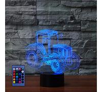 Illusion 3D Tracteur LED Lampe Art Déco Lampe Lumières LED Décoration Lampes Contrôle à distance 7/16 Couleurs Change Veilleuse USB Powered Enfants Cadeau Anniversaire Noël Cadeaux