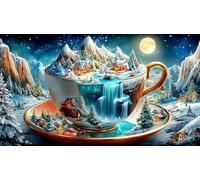 Illusion de lac et de Montagne 1000 pièces Jeu de Puzzle Papier recyclé Défi de Jeu éducatif Idée Cadeau Parfaite pour Adultes et Enfants de 12 Ans et Plus 38x52cm/1000pcs