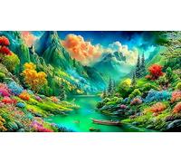 Illusion de lac et de Montagne 1000 pièces Jeu Stimulant Puzzle pour Adultes Papier recyclé Jeu Familial Amusant & Stimulant Idée Cadeau Parfaite 38x52cm/1000pcs