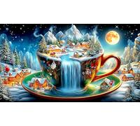Illusion de lac et de Montagne Puzzle 1000 pièces Papier recyclé Idée Cadeau Parfaite Jeu Stimulant pour Adultes et Enfants de 12+ Ans 70x50cm/1000pcs