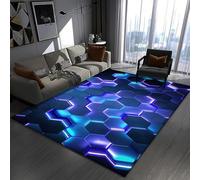 Illusion D'optique 3D Tapis Géométrique Antidérapant De Luxe pour Salon Chambre Décor d'art Moderne Cuisine Lavable en Machine Doux (6,140 * 200cm)