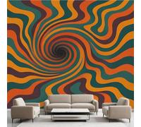 Illusion D'optique 3D Zébrées Film Autocollant Stickers Muraux Tunnel Spirale Abstrait Papier Peint, Lignes Trippy Mural pour Salon Chambre Décoratif Murale Pour Meuble Stickers Muraux 250 x 175 cm