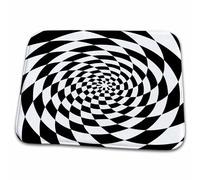 Illusion D'Optique Graphique en Noir Et Blanc, Art Graphique en Spirale Carrée Tapis De Bain Antidérapant Tapis De Douche Doux Paillasson D'Entree pour Salon Baignoire Cuisine 40X60 Cm