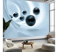 Illusion D'Optique Tunnel Boule Noire Murale Photo Papier Peint 350 x 256 cm Intissé Tableaux Poster Mural Tapisserie, Blanc Papier Peint Panoramique Salon Maison Décorative Tenture Appartement