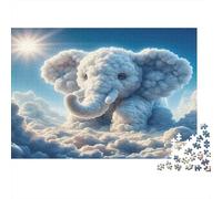 Illusion éléphant Nuage Puzzle 1000 Pièces Adulte sans Poussière,Jeu De Puzzle À Assembler Soi-même Ultra Difficult Puzzle pour Un Jeu De Puzzle De Fête, pour Les Amateurs D'énigmes