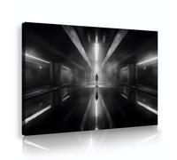 Illusion mystérieuse Toile Art mural tunnel affiche Urbain Noir Blanc Peinture Imprimer Esthétique contemporaine Grandes images pour Décor de café 60x90cm Cadre intérieur
